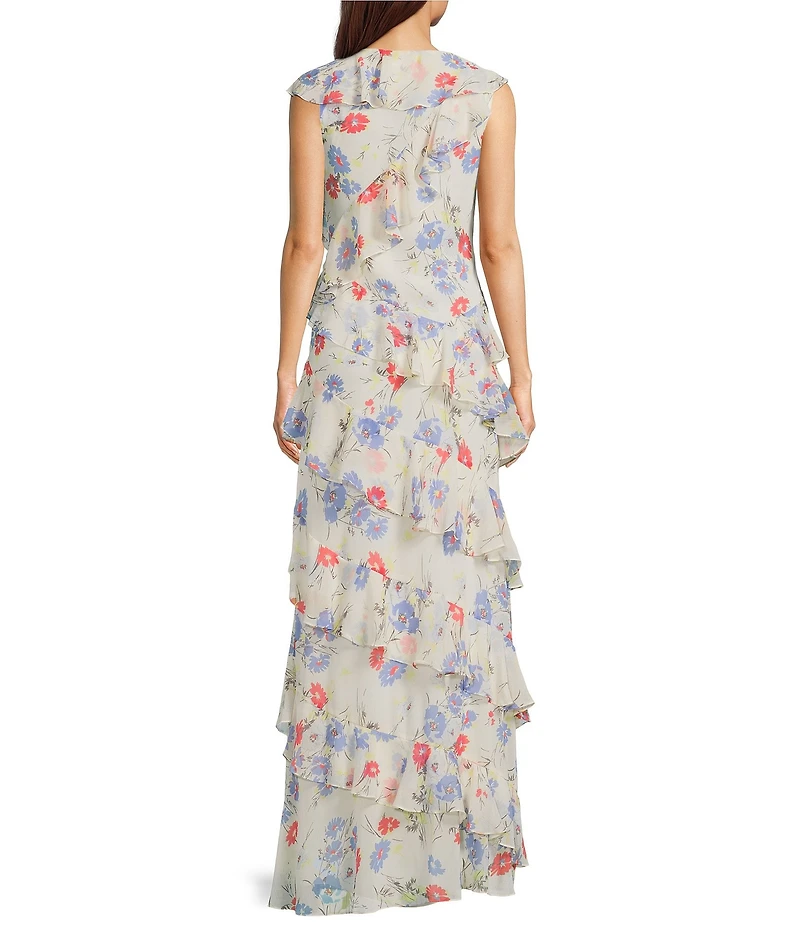 Lauren Ralph Lauren Asymmetrical Neck Floral Maxi Dress