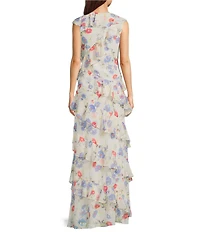 Lauren Ralph Lauren Asymmetrical Neck Floral Maxi Dress