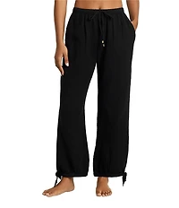 Lauren Ralph Lauren Bay Stripe Double Gauze Swim Cover-Up Ankle Tie Pants