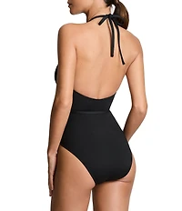Lauren Ralph Lauren Beach Club Solid Squared Hip High Neck One Piece Swimsuit