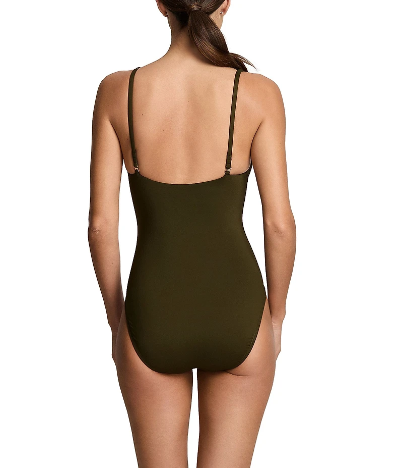 Lauren Ralph Lauren Beach Club Solid Tall Triangle One Piece Swimsuit