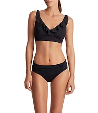 Lauren Ralph Lauren Beach Club Solids Ruffle Underwire Swim Bra Top