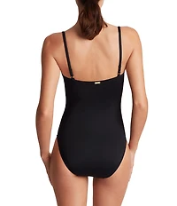 Lauren Ralph Lauren Beach Club Solids V Wire Over the Shoulder One-Piece
