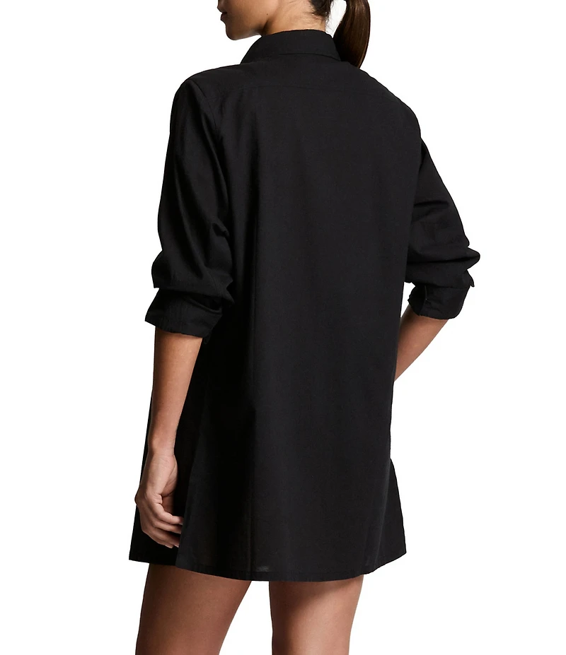 Lauren Ralph Lauren Beachwear Organic Cotton Voile Logo Embroidered Button Front Shirt Swim Cover-Up