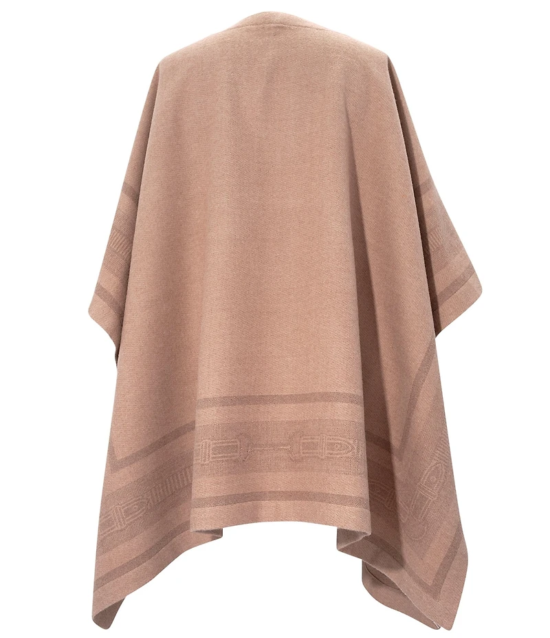 Lauren Ralph Lauren Wool Blend Belting Jacquard Ruana