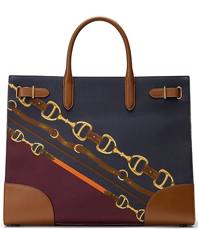 Lauren Ralph Lauren Devyn Large Belt Print Tote Bag
