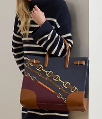 Lauren Ralph Lauren Devyn Large Belt Print Tote Bag