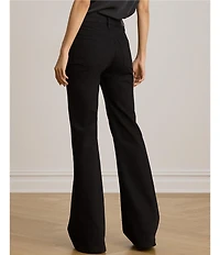 Lauren Ralph Lauren Black Denim High Rise Straight To Knee Wide Leg Ankle Length Jeans
