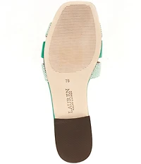 Lauren Ralph Lauren Blaike Canvas and Leather Hardware Detail Slide Sandals