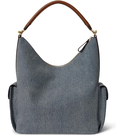 Lauren Ralph Lauren Blaike Large Washed Denim Shoulder Bag