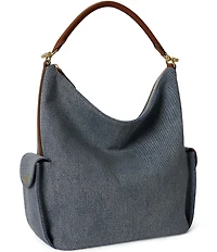 Lauren Ralph Lauren Blaike Large Washed Denim Shoulder Bag