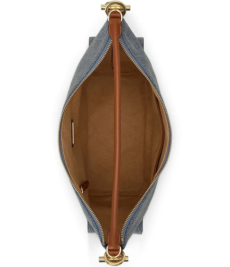 Lauren Ralph Lauren Blaike Large Washed Denim Shoulder Bag