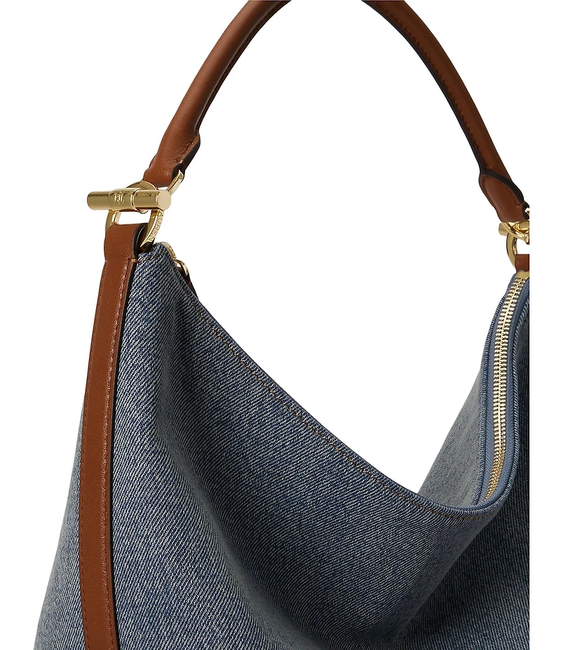 Lauren Ralph Lauren Blaike Large Washed Denim Shoulder Bag