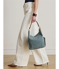 Lauren Ralph Lauren Blaike Large Washed Denim Shoulder Bag