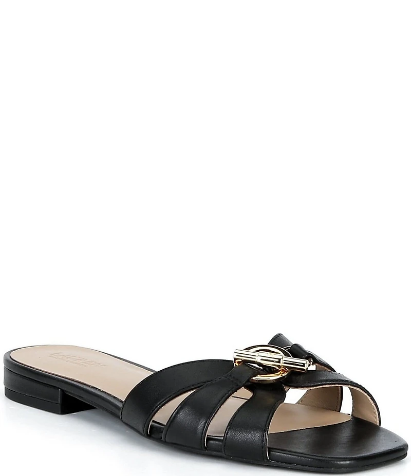 Lauren Ralph Lauren Blaike Leather Toggle Slide Sandals
