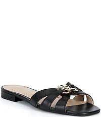 Lauren Ralph Lauren Blaike Leather Toggle Slide Sandals