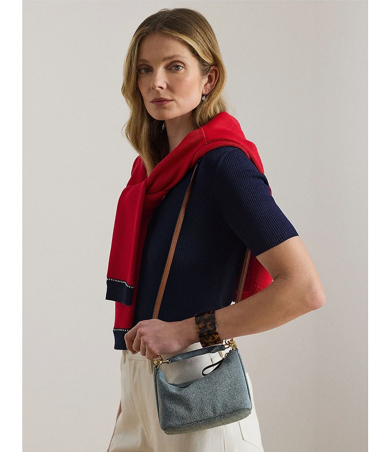 Lauren Ralph Lauren Blaike Washed Denim Mini Top Handle Bag
