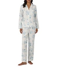 Lauren Ralph Lauren Floral Print Long Sleeve Notch Collar Woven Pajama Set