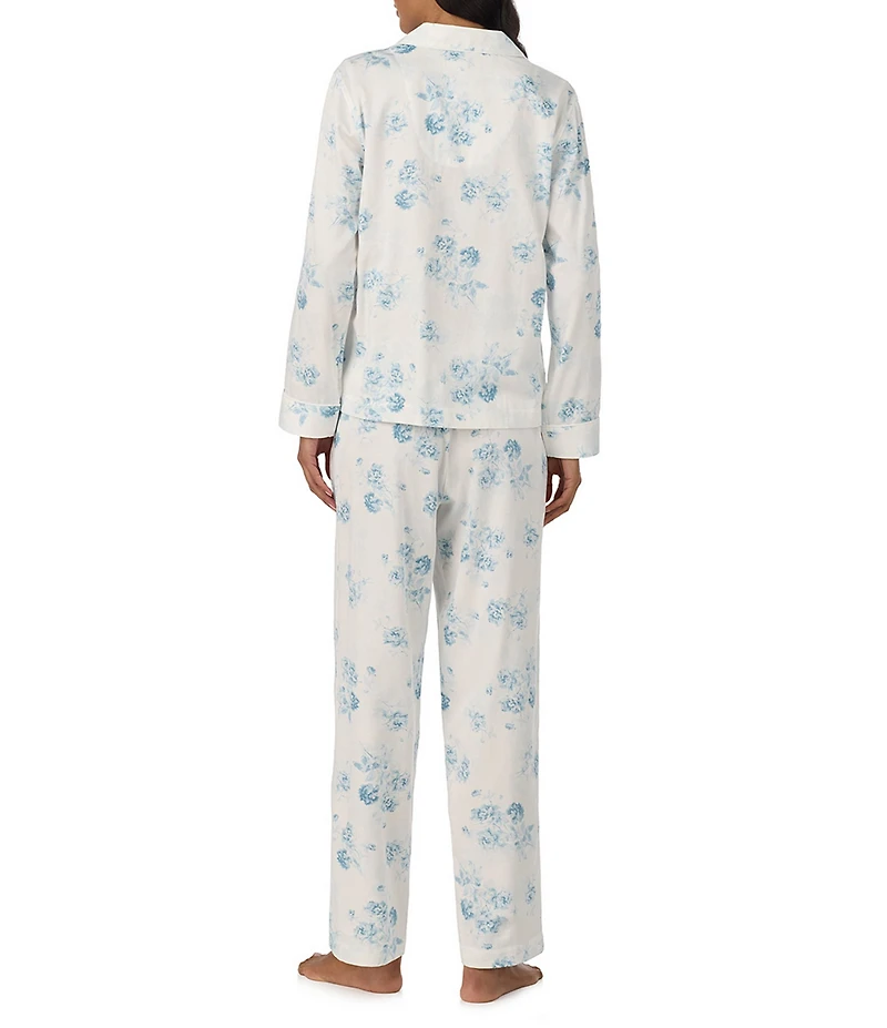 Lauren Ralph Lauren Floral Print Long Sleeve Notch Collar Woven Pajama Set