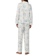 Lauren Ralph Lauren Floral Print Long Sleeve Notch Collar Woven Pajama Set