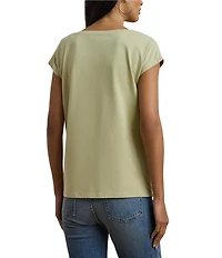 Lauren Ralph Lauren Boat Neck Short Sleeve Embroidered Tee