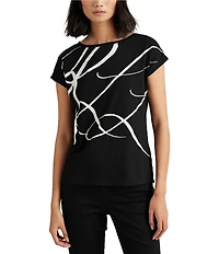 Lauren Ralph Lauren Boat Neck Short Sleeve Logo Script Shirt