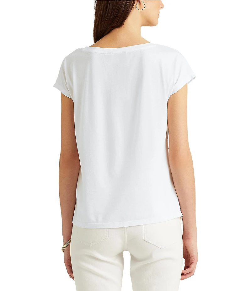 Lauren Ralph Lauren Boat Neck Short Sleeve Logo Script Shirt