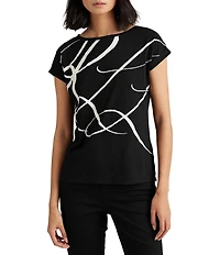 Lauren Ralph Lauren Boat Neck Short Sleeve Logo Script Shirt