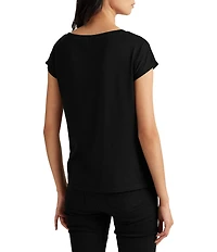 Lauren Ralph Lauren Boat Neck Short Sleeve Logo Script Shirt