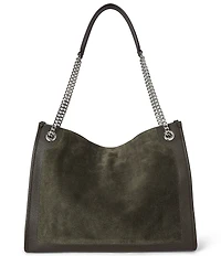 Lauren Ralph Lauren Bradley Suede Luxe Leather Trim Slouchy Shopper Tote Bag