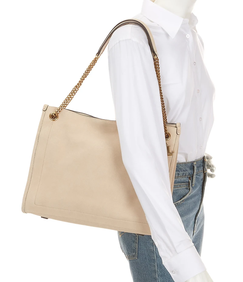 Lauren Ralph Lauren Bradley Suede Luxe Pebble Shopper Tote Bag