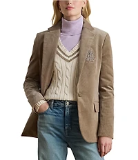 Lauren Ralph Lauren Bullion Corduroy Notch Lapel Long Sleeve Blazer