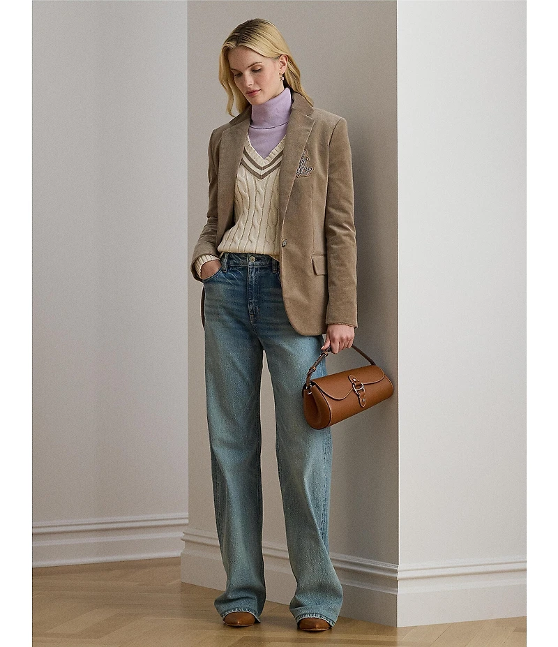 Lauren Ralph Lauren Bullion Corduroy Notch Lapel Long Sleeve Blazer