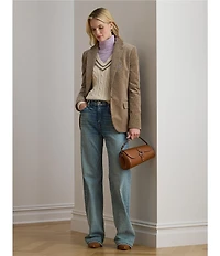 Lauren Ralph Lauren Bullion Corduroy Notch Lapel Long Sleeve Blazer