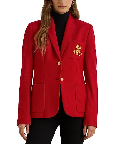 Lauren Ralph Lauren Bullion Patch Two Button Jacquard Blazer