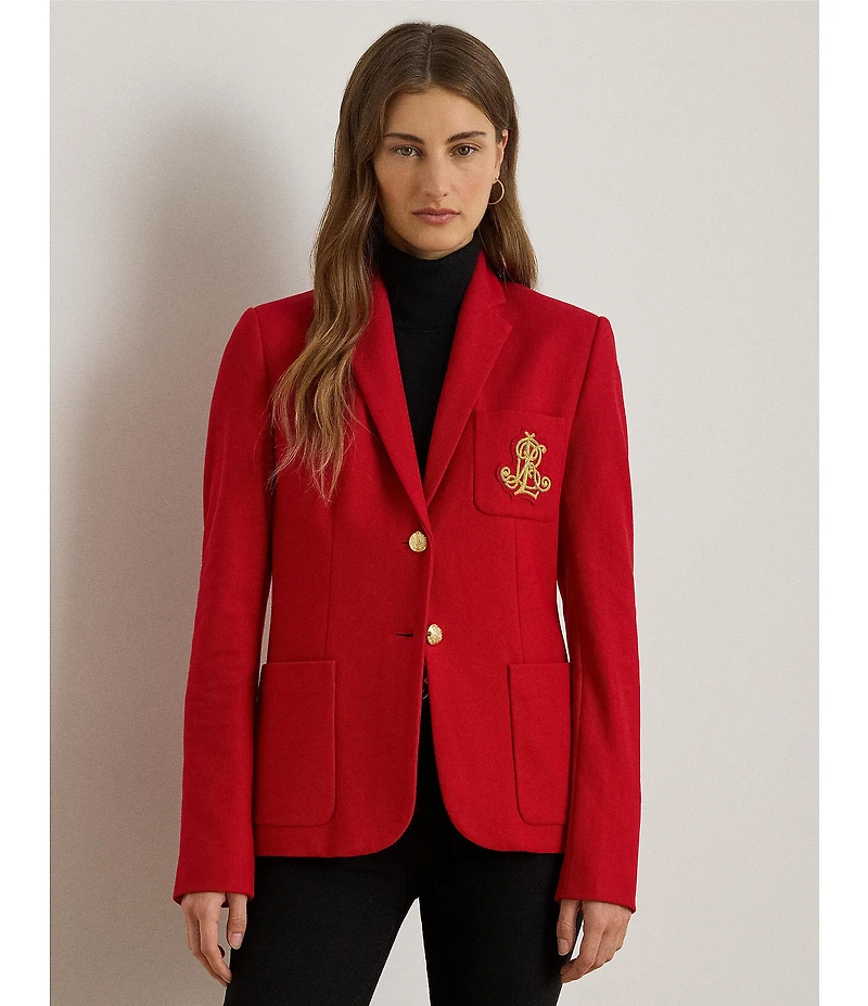 Lauren Ralph Lauren Bullion Patch Two Button Jacquard Blazer