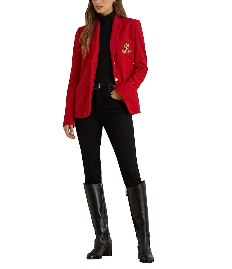 Lauren Ralph Lauren Bullion Patch Two Button Jacquard Blazer