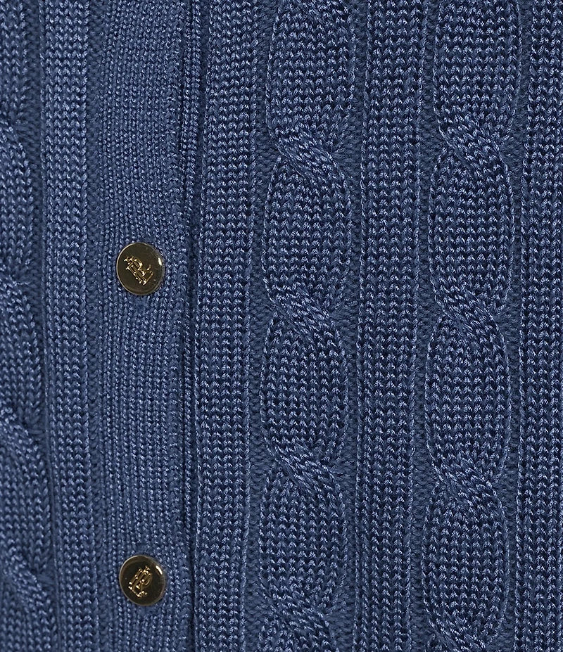 Lauren Ralph Lauren Petite Size Cable Knit Crew Neck Long Sleeve Button Front Cardigan