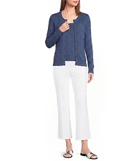 Lauren Ralph Lauren Petite Size Cable Knit Crew Neck Long Sleeve Button Front Cardigan