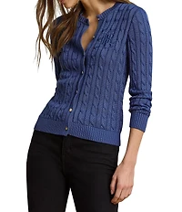 Lauren Ralph Lauren Cable Knit Crew Neck Long Sleeve Cardigan