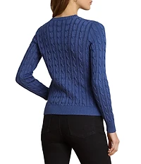 Lauren Ralph Lauren Cable Knit Crew Neck Long Sleeve Cardigan