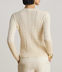 Lauren Ralph Lauren Cable Knit Crew Neck Long Sleeve Front Button Cardigan