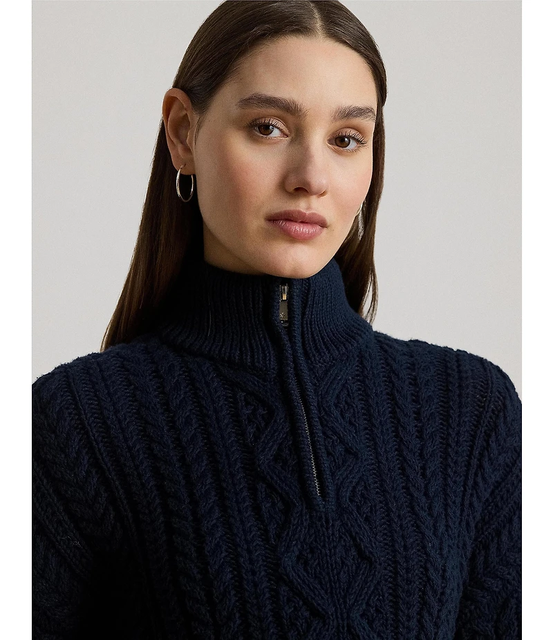 Lauren Ralph Lauren Cable Knit Mock Neck Long Sleeve Sweater