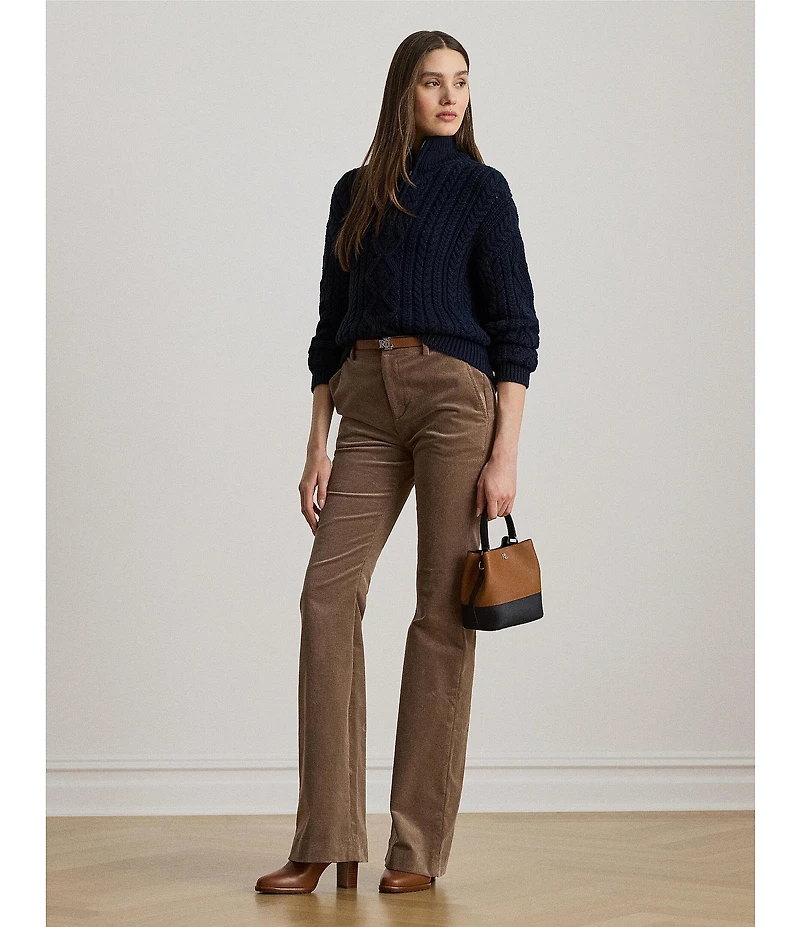 Lauren Ralph Lauren Cable Knit Mock Neck Long Sleeve Sweater