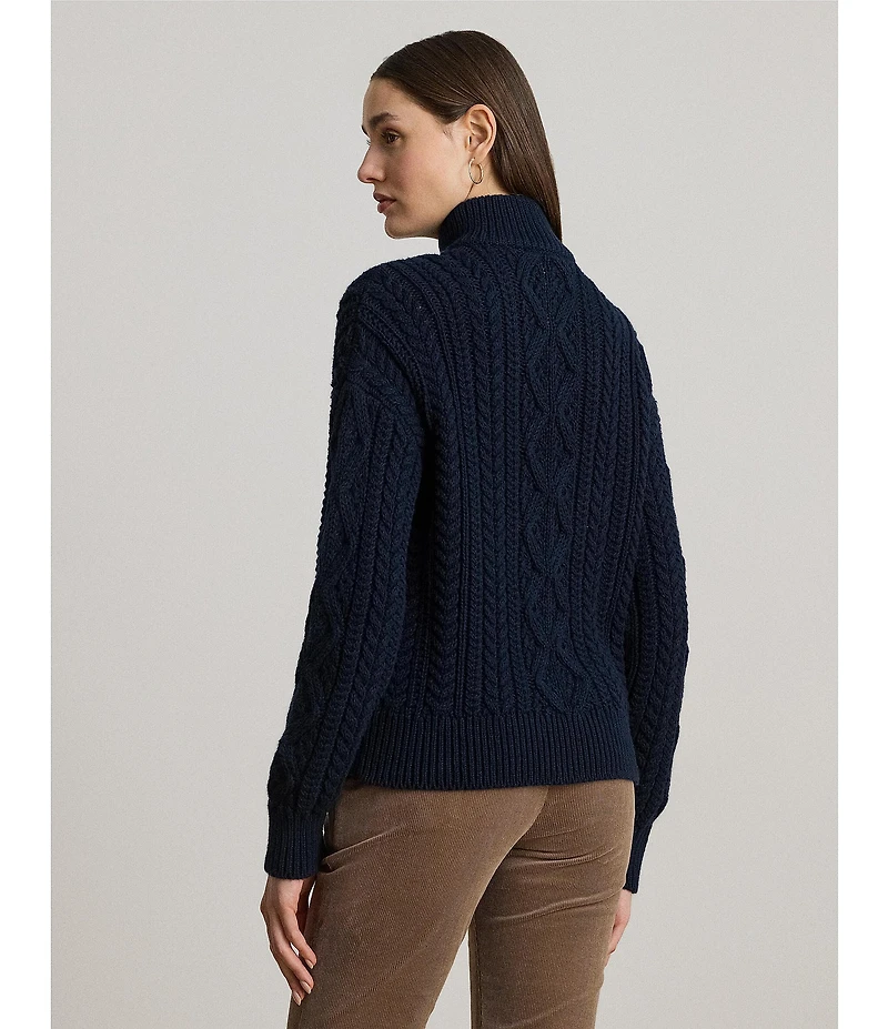 Lauren Ralph Lauren Cable Knit Mock Neck Long Sleeve Sweater