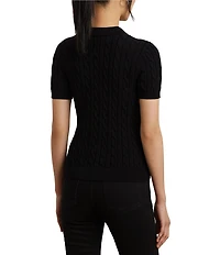 Lauren Ralph Lauren Cable Knit Polo Collar Short Sleeve Shirt