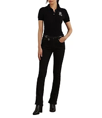 Lauren Ralph Lauren Cable Knit Polo Collar Short Sleeve Shirt