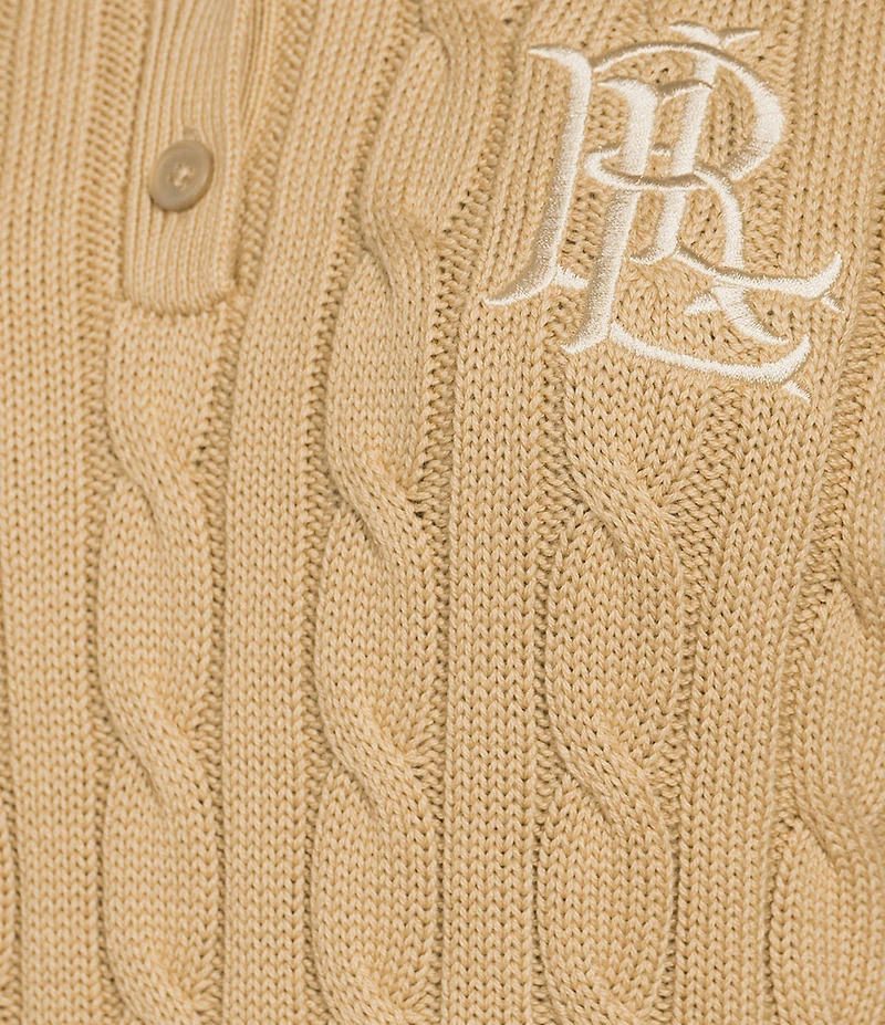 Lauren Ralph Lauren Cable Knit Polo Short Sleeve Top