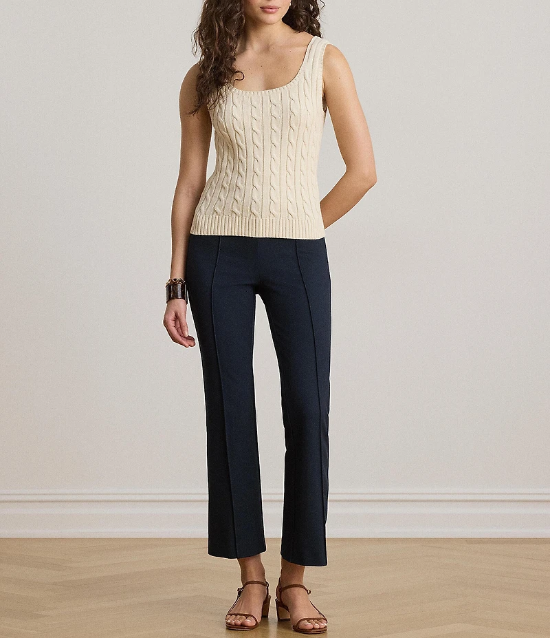 Lauren Ralph Lauren Cable Knit Square Neck Sleeveless Sweater Top