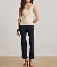 Lauren Ralph Lauren Cable Knit Square Neck Sleeveless Sweater Top